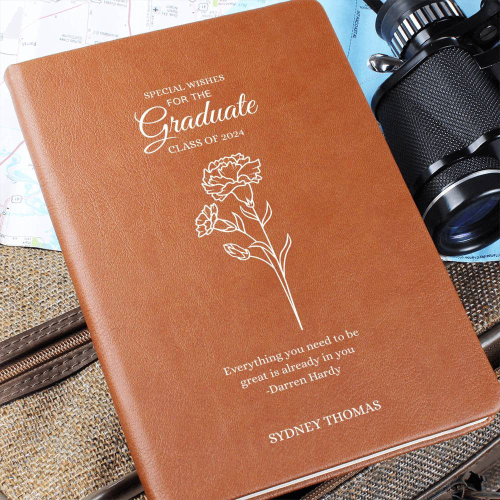 Graduate Journal - Personalized Name, Birth Flower and Graduation Year - ELISERIE
