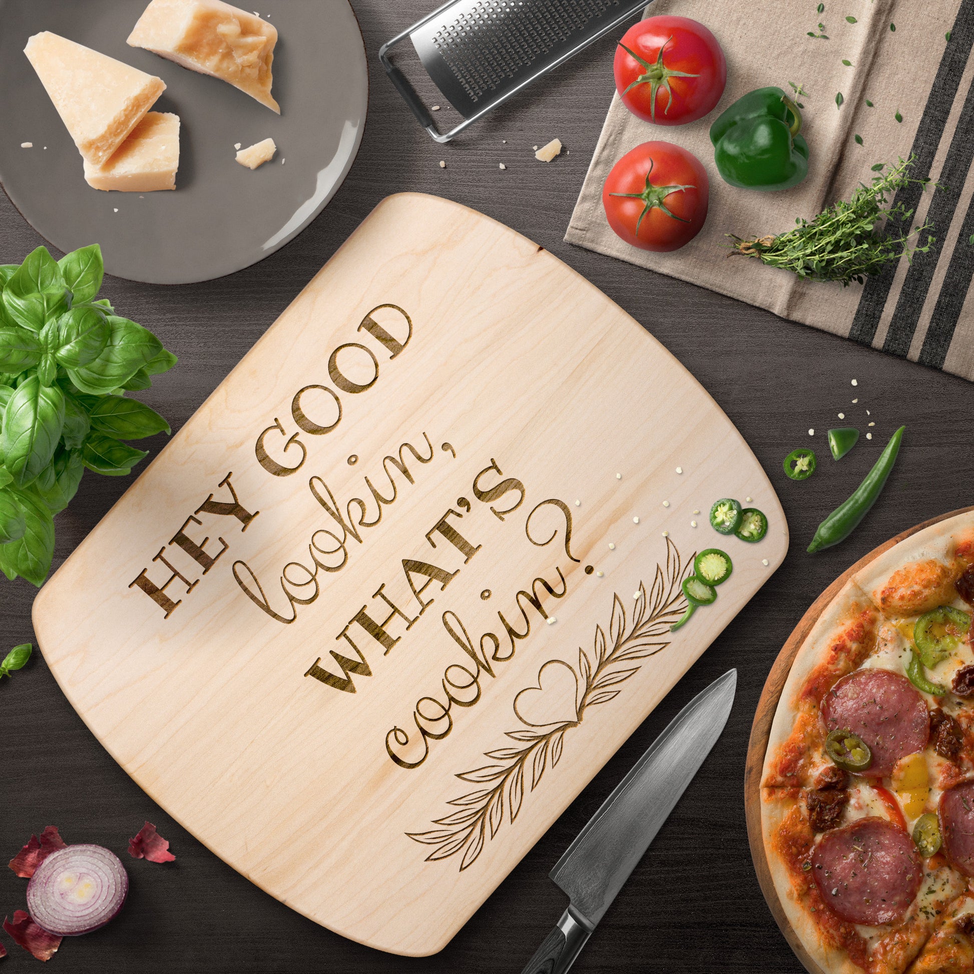 Cutting Board - Hey Good Lookin What's Cookin? - ELISERIE