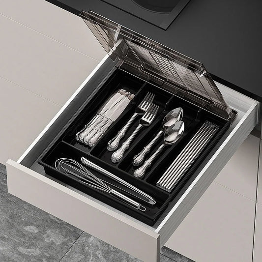 Silverware Storage Box with Lid – Effortlessly Organize Silverware - ELISERIE