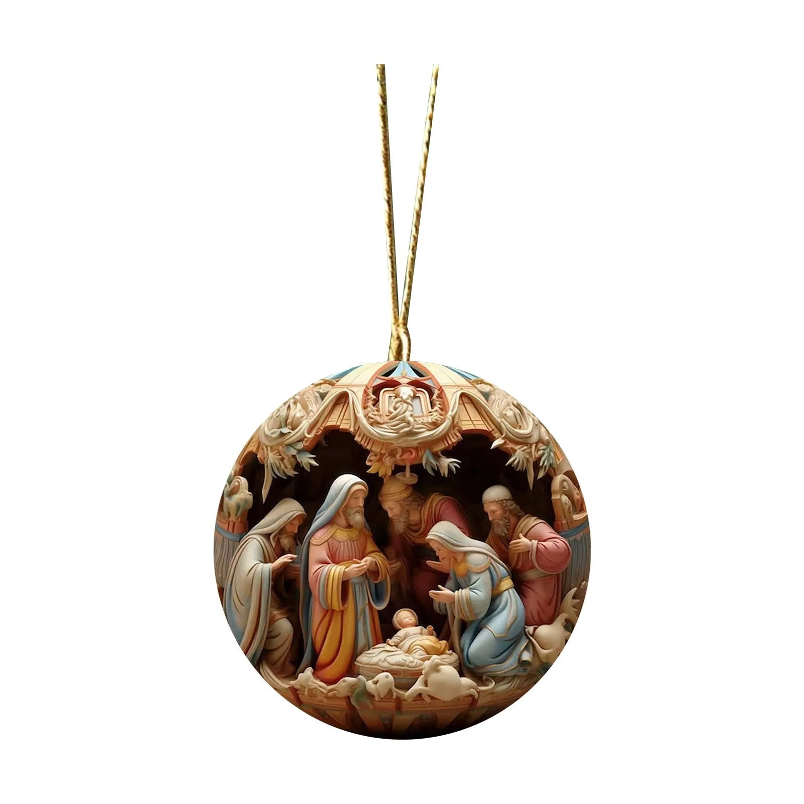 Painted Jesus Nativity Scene Ornaments - ELISERIE