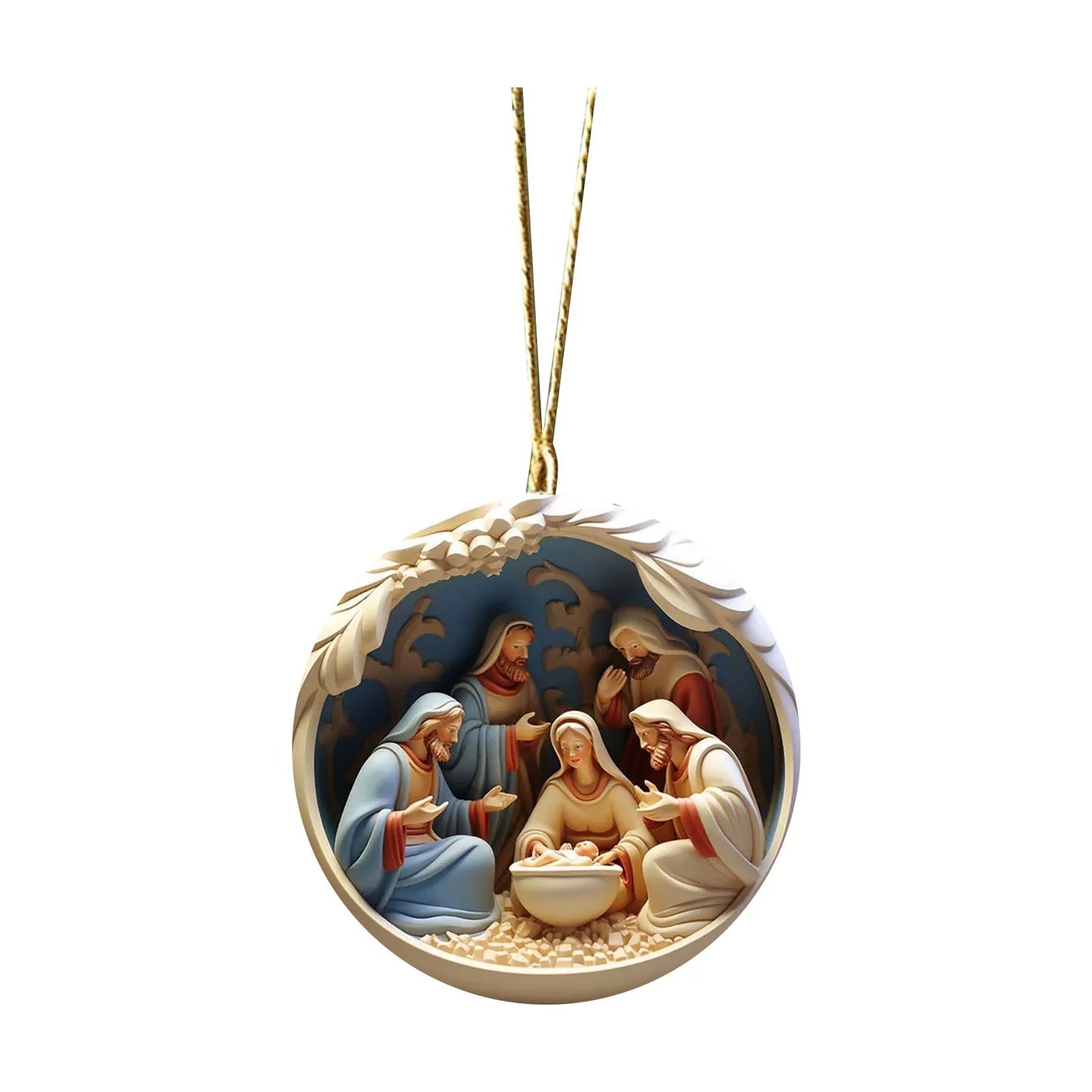 Painted Jesus Nativity Scene Ornaments - ELISERIE