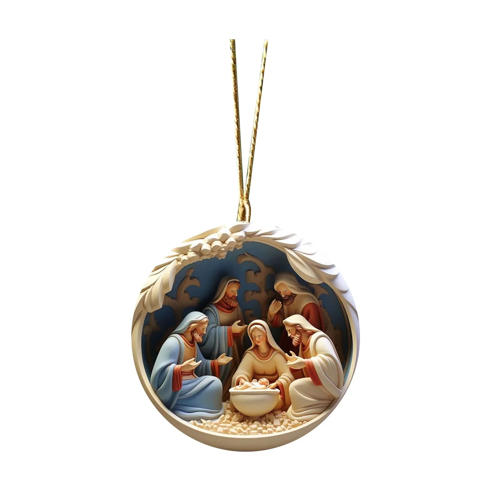 Painted Jesus Nativity Scene Ornaments - ELISERIE
