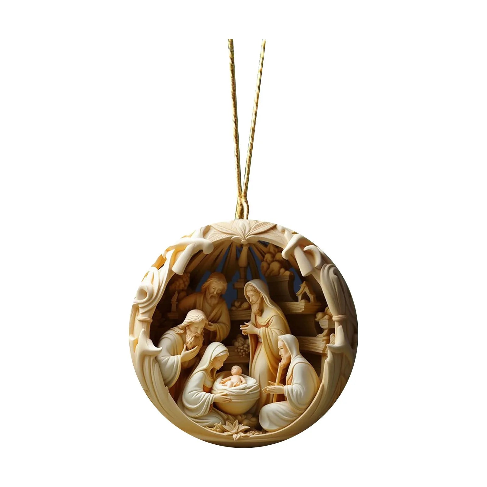Painted Jesus Nativity Scene Ornaments - ELISERIE