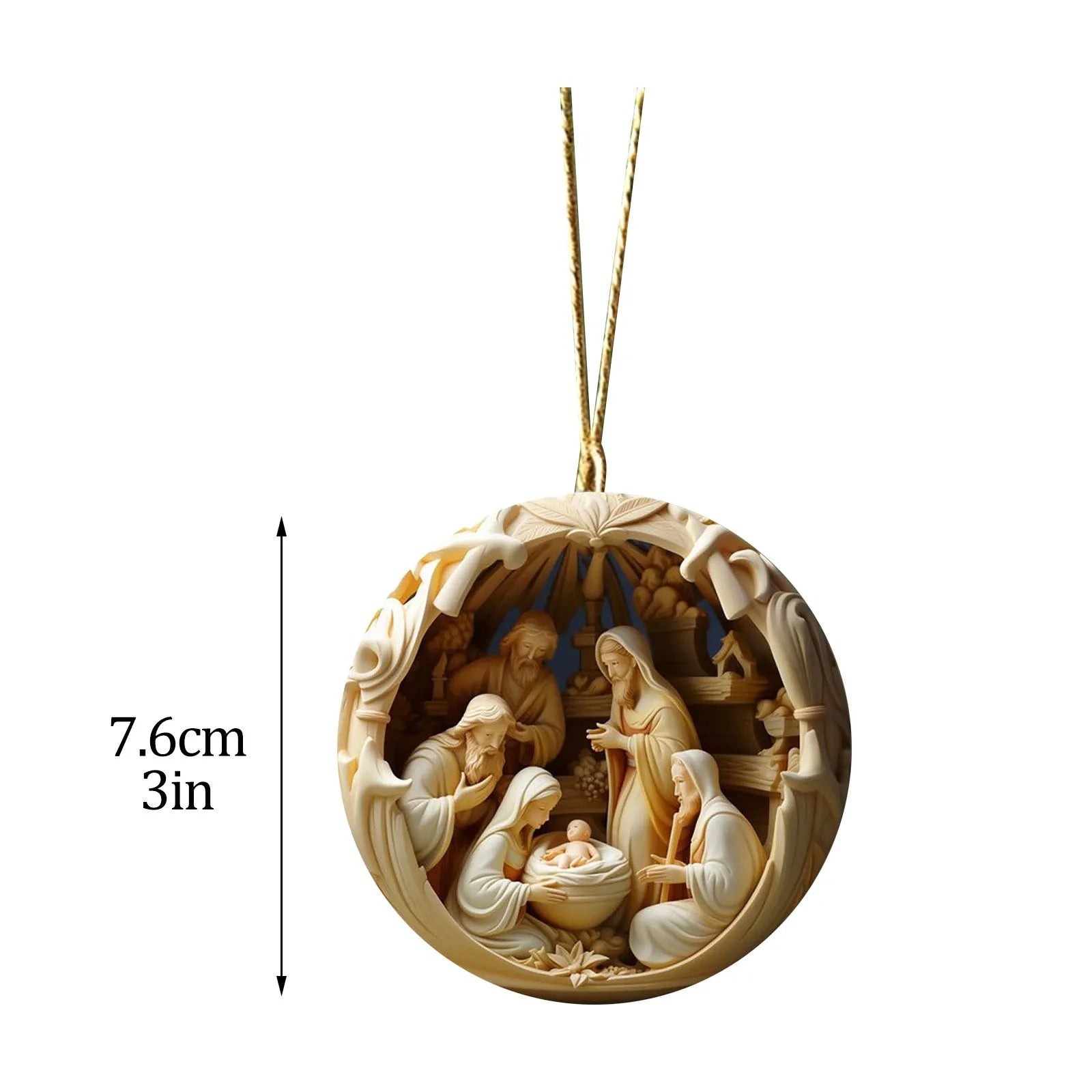 Painted Jesus Nativity Scene Ornaments - ELISERIE