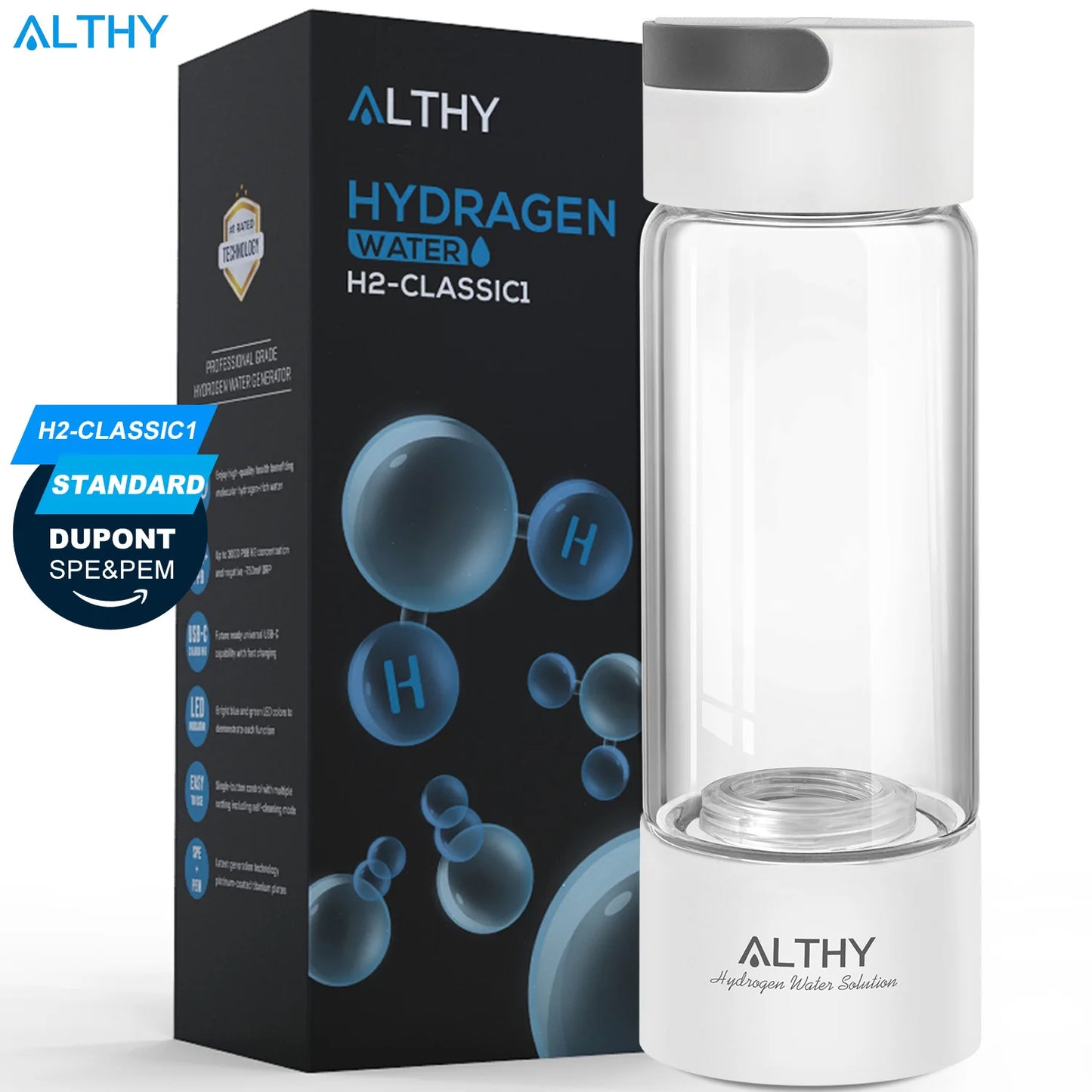 Hydrogen Rich Water Generator Bottle & Inhalation Device - ELISERIE