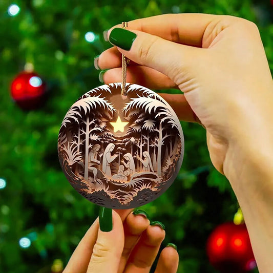 Painted Jesus Nativity Scene Ornaments - ELISERIE