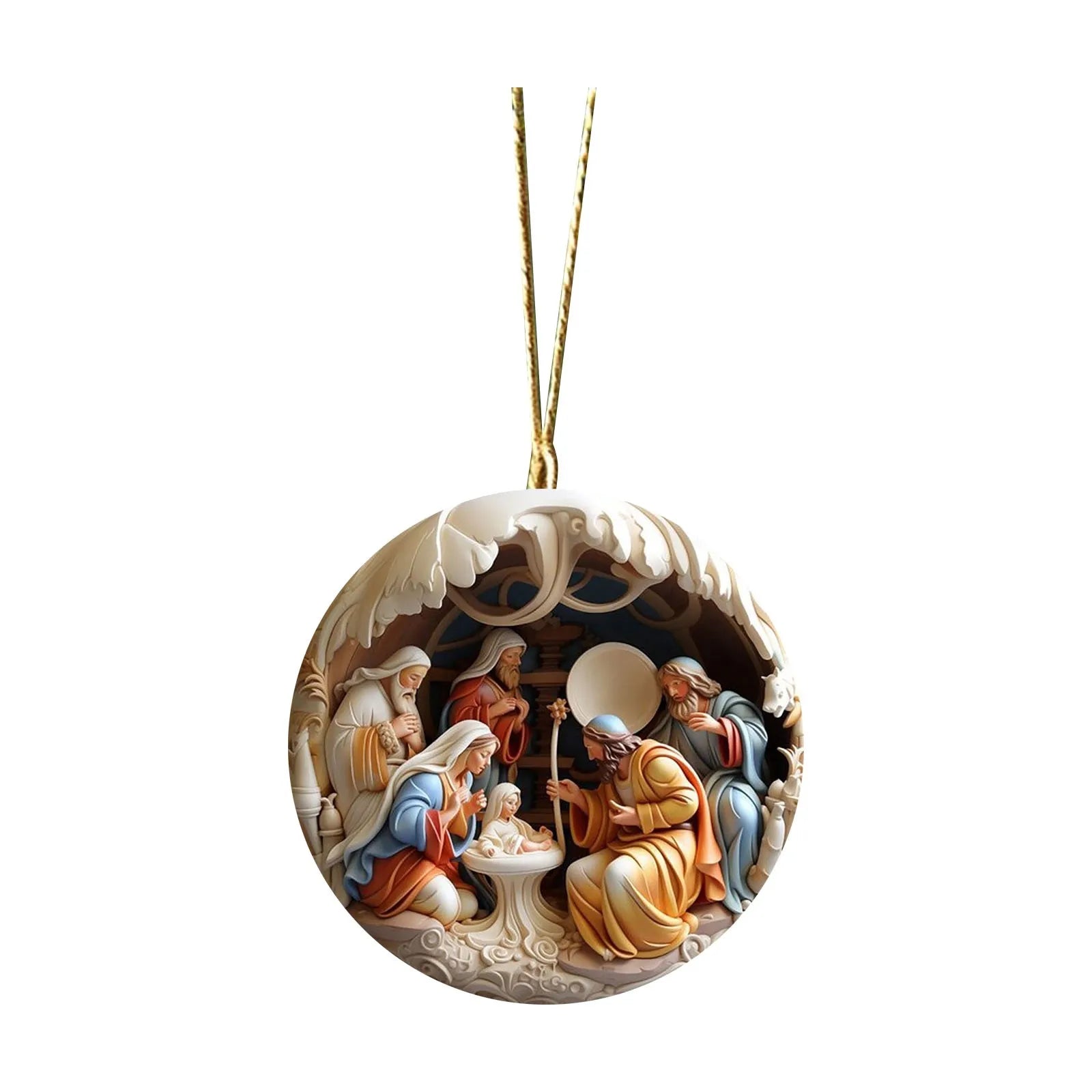Painted Jesus Nativity Scene Ornaments - ELISERIE