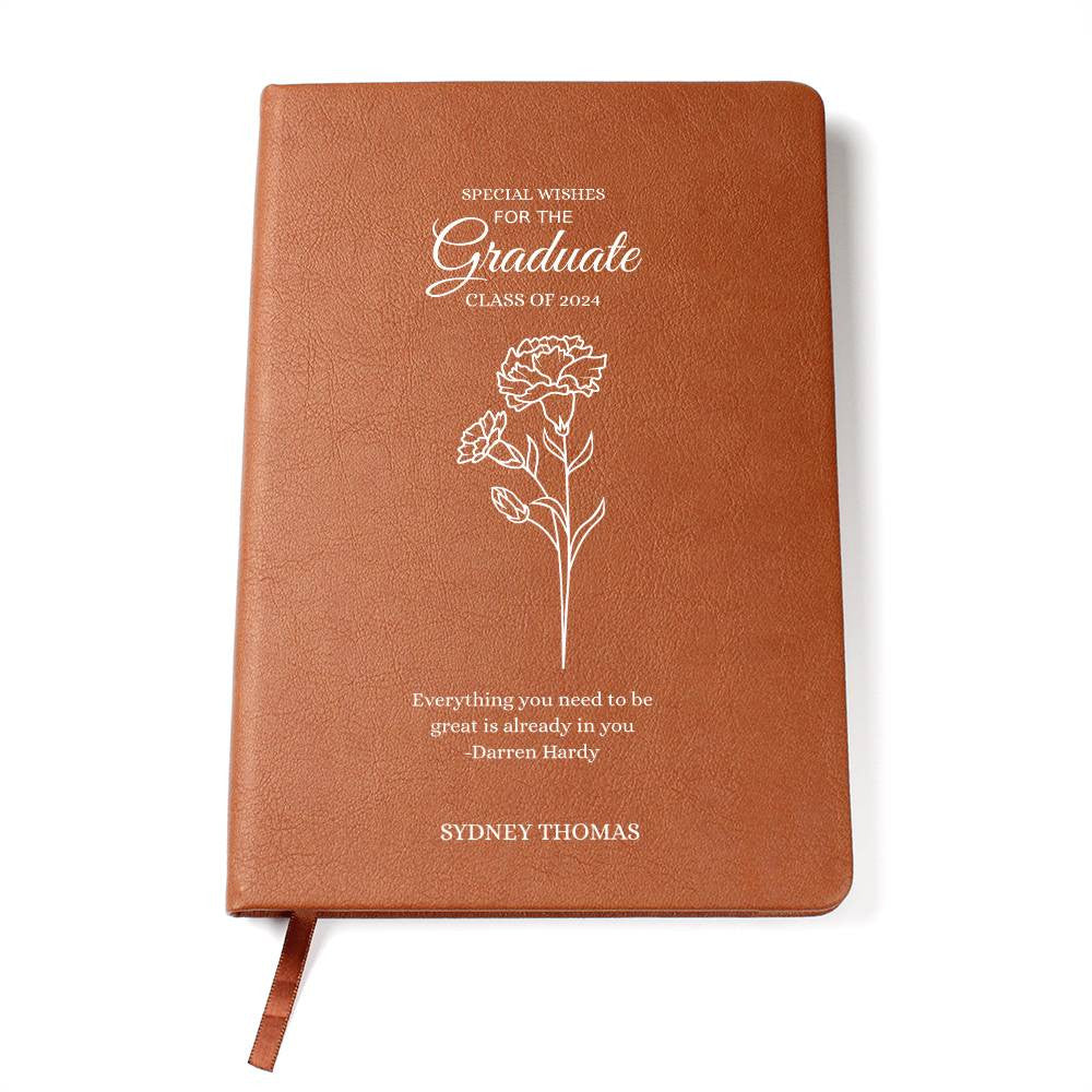 Graduate Journal - Personalized Name, Birth Flower and Graduation Year - ELISERIE