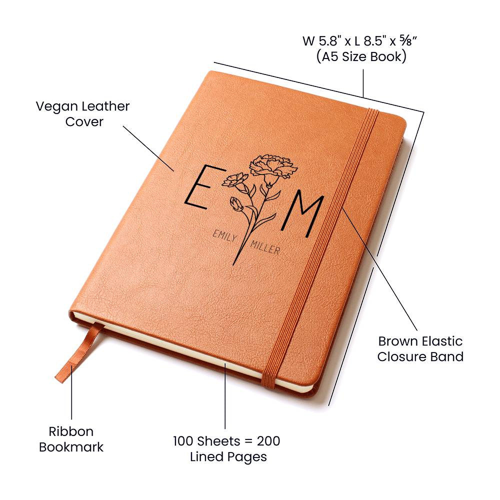 Personalized Leather Journal - with Initials and Name