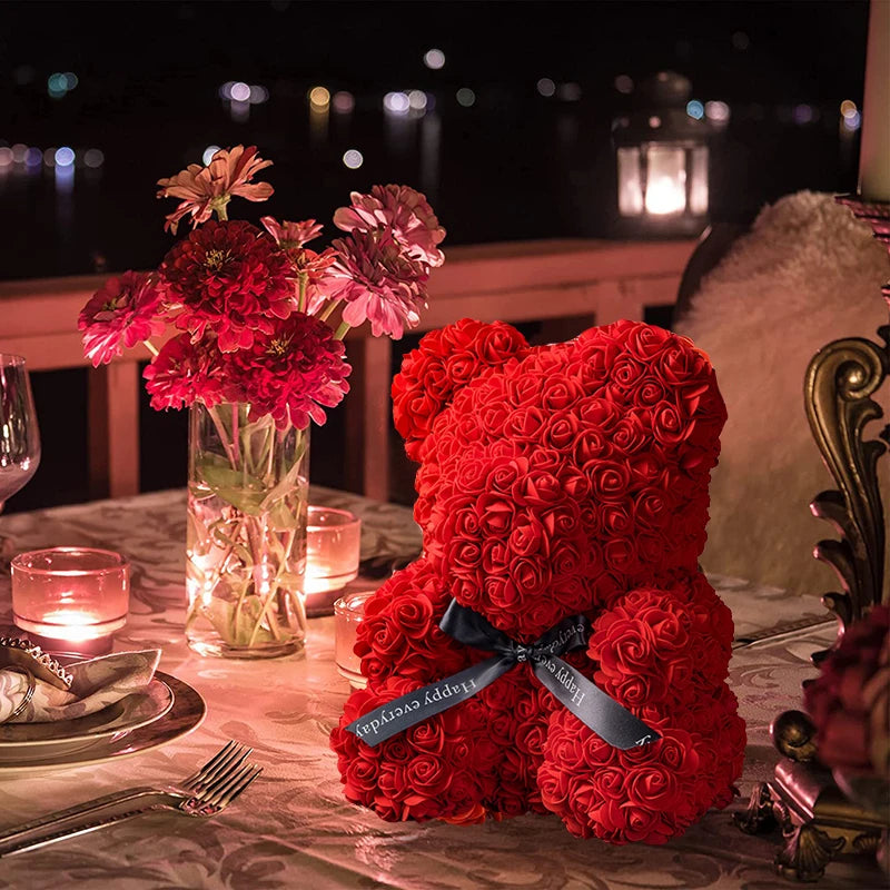 🌹 Eternal Embrace Rose Bear w/Box and Light - ELISERIE