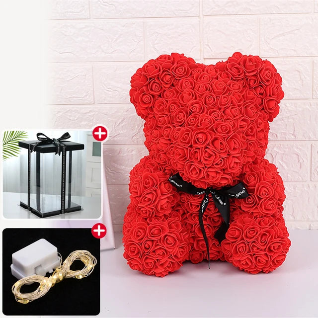🌹 Eternal Embrace Rose Bear w/Box and Light - ELISERIE
