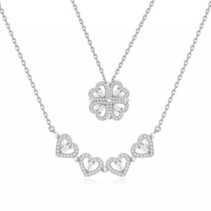 🌹 Love's Eternal Clover Heart Pendant - ELISERIE