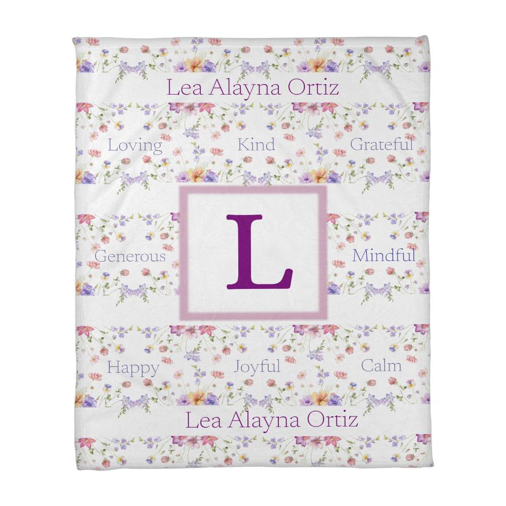 Coral Fleece Serenity Blanket - Personalized Name and Initial