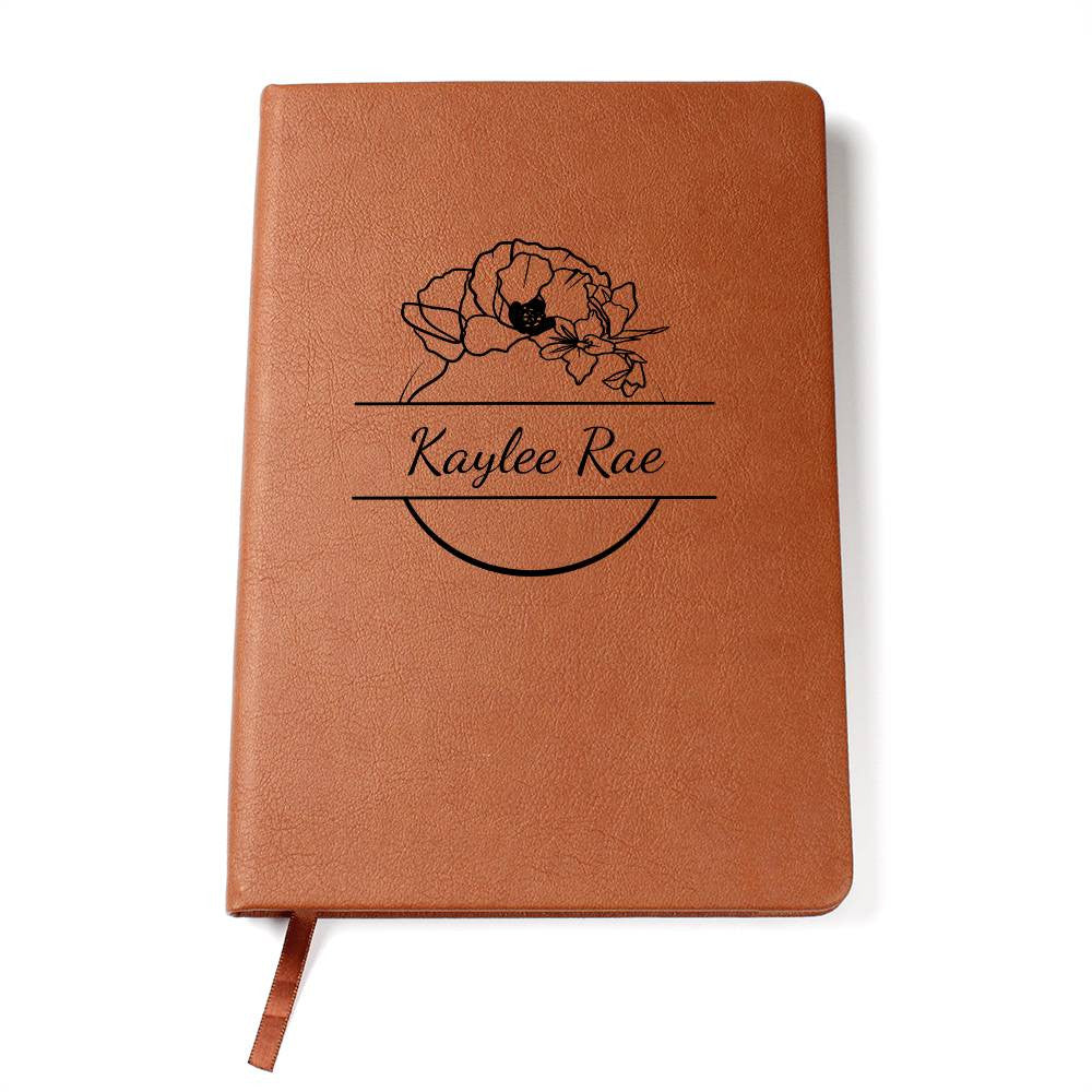 Personalized Birth Month Flower Leather Journal – Custom Name Engraving - ELISERIE