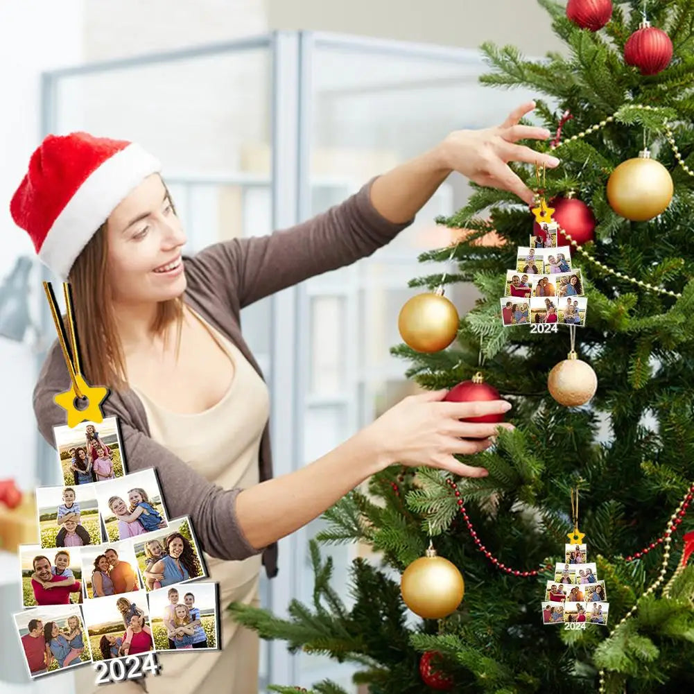 Personalized Family Photo Decoration Acrylic Album Custom Photo Christmas Ornaments Xmas Tree Pendant Gifts for Family Parents - ELISERIE