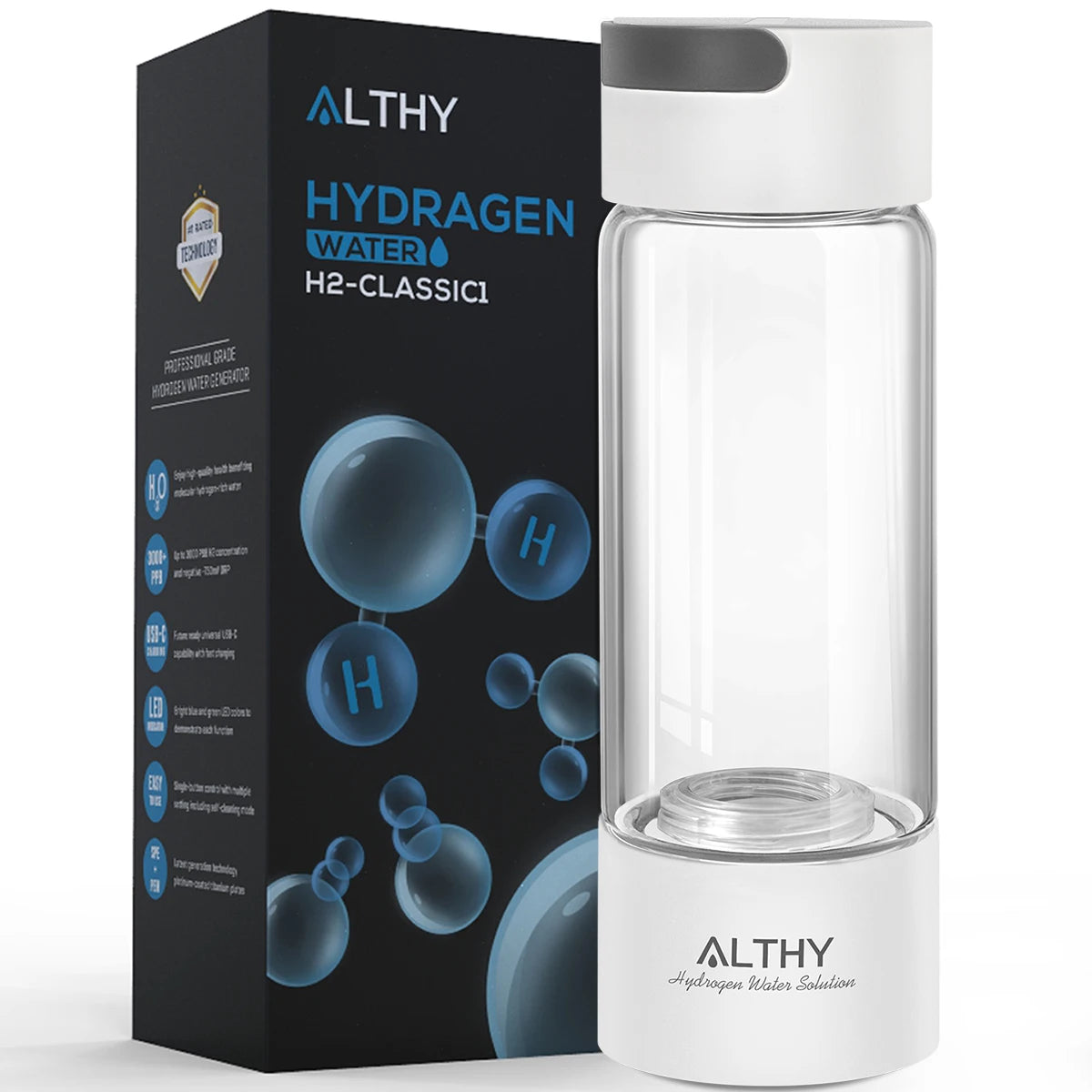 Hydrogen Rich Water Generator Bottle & Inhalation Device - ELISERIE