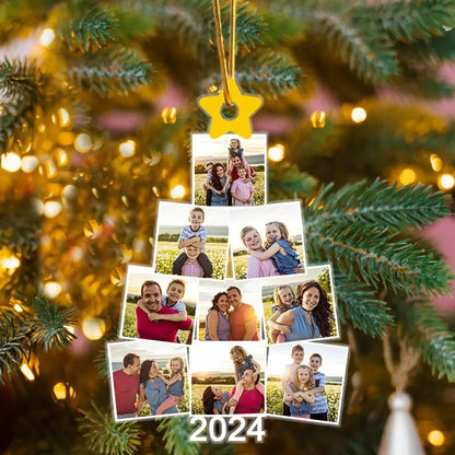 Personalized Family Photo Decoration Acrylic Album Custom Photo Christmas Ornaments Xmas Tree Pendant Gifts for Family Parents - ELISERIE