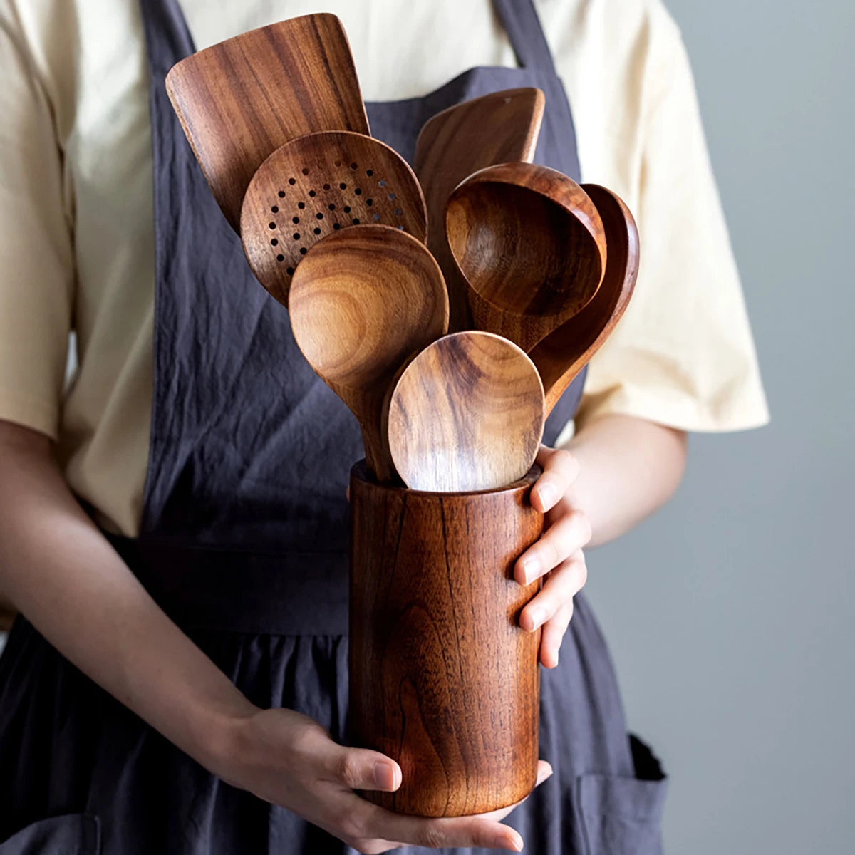 Premium Teak Wood Cooking Utensil Set