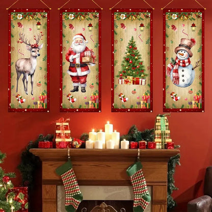 Vintage Christmas Hanging Flags (Set of 4) - ELISERIE