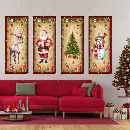 Vintage Christmas Hanging Flags (Set of 4) - ELISERIE