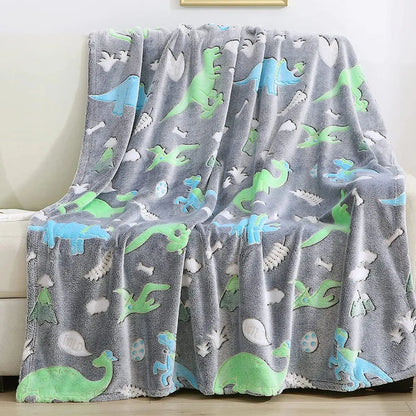 Magical Glow Throw Blanket – Luminous Unicorn & Dinosaur Designs, Super Soft Flannel - ELISERIE