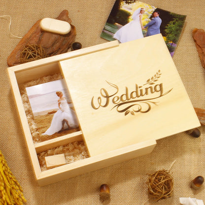 Maple Wedding Keep Sake Box with Crystal PenDrive - ELISERIE