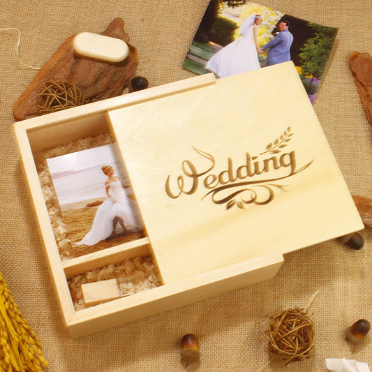 Maple Wedding Keep Sake Box with Crystal PenDrive