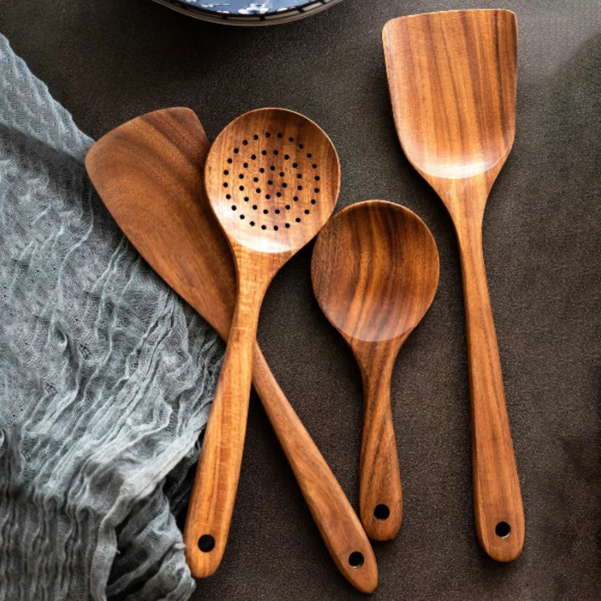 Premium Teak Wood Cooking Utensil Set