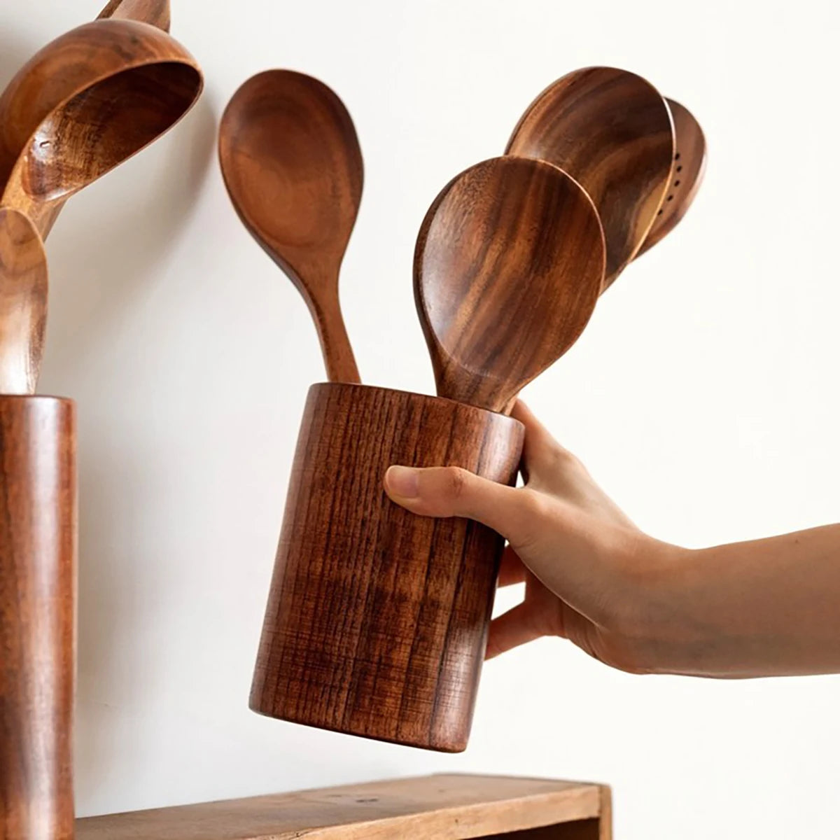 Premium Teak Wood Cooking Utensil Set