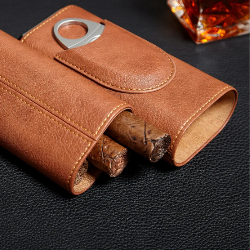 Portable Cigar Humidor with Cutter