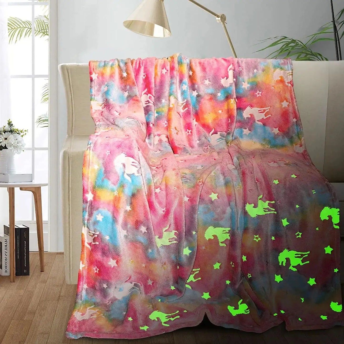 Magical Glow Throw Blanket – Luminous Unicorn & Dinosaur Designs, Super Soft Flannel - ELISERIE