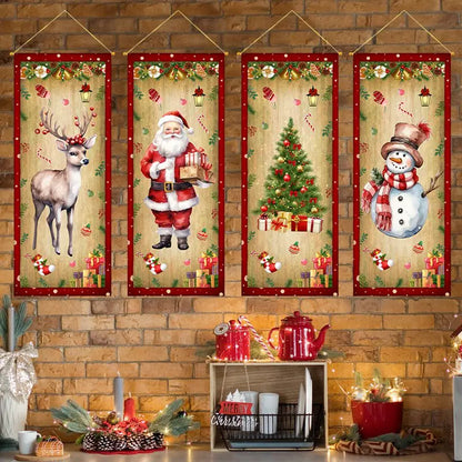 Vintage Christmas Hanging Flags (Set of 4) - ELISERIE