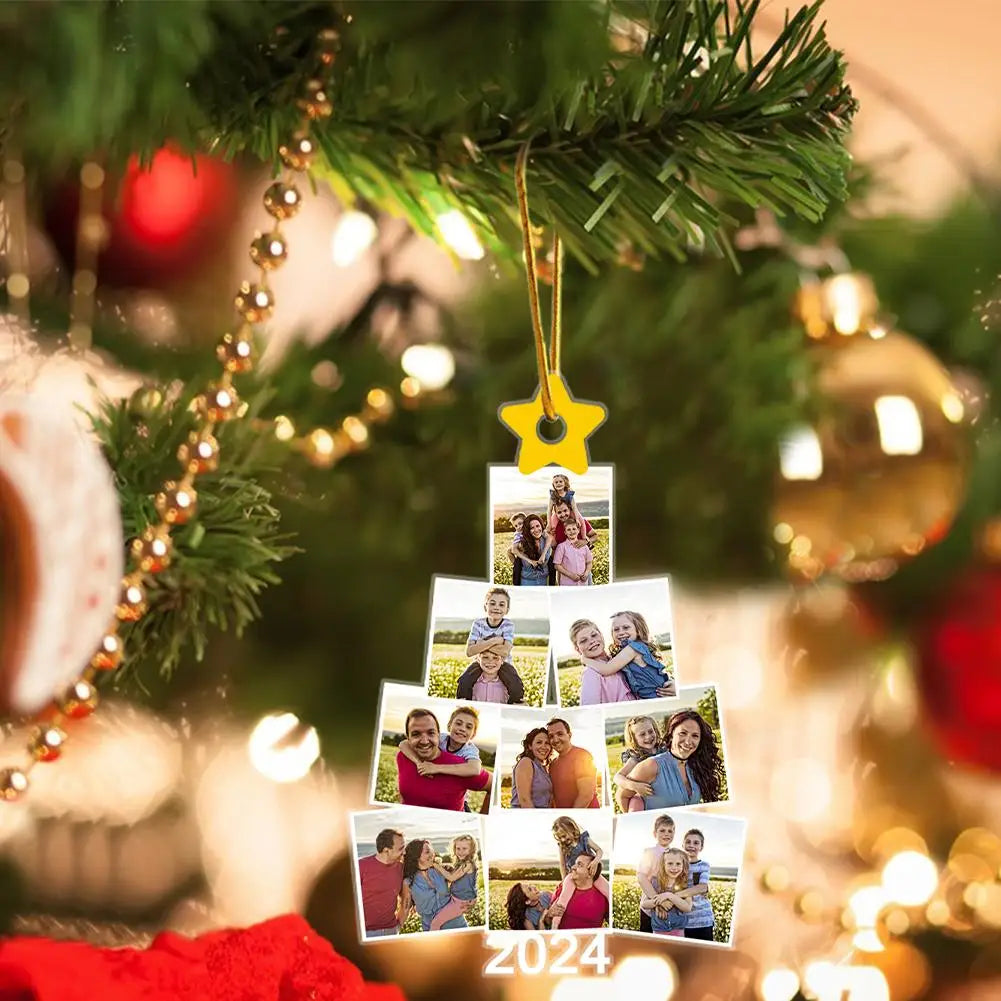 Personalized Family Photo Decoration Acrylic Album Custom Photo Christmas Ornaments Xmas Tree Pendant Gifts for Family Parents - ELISERIE