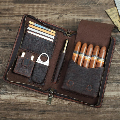 Leather Cigar Travel Case - ELISERIE