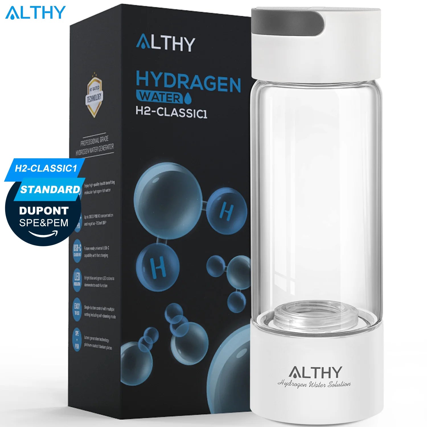 Hydrogen Rich Water Generator Bottle & Inhalation Device - ELISERIE