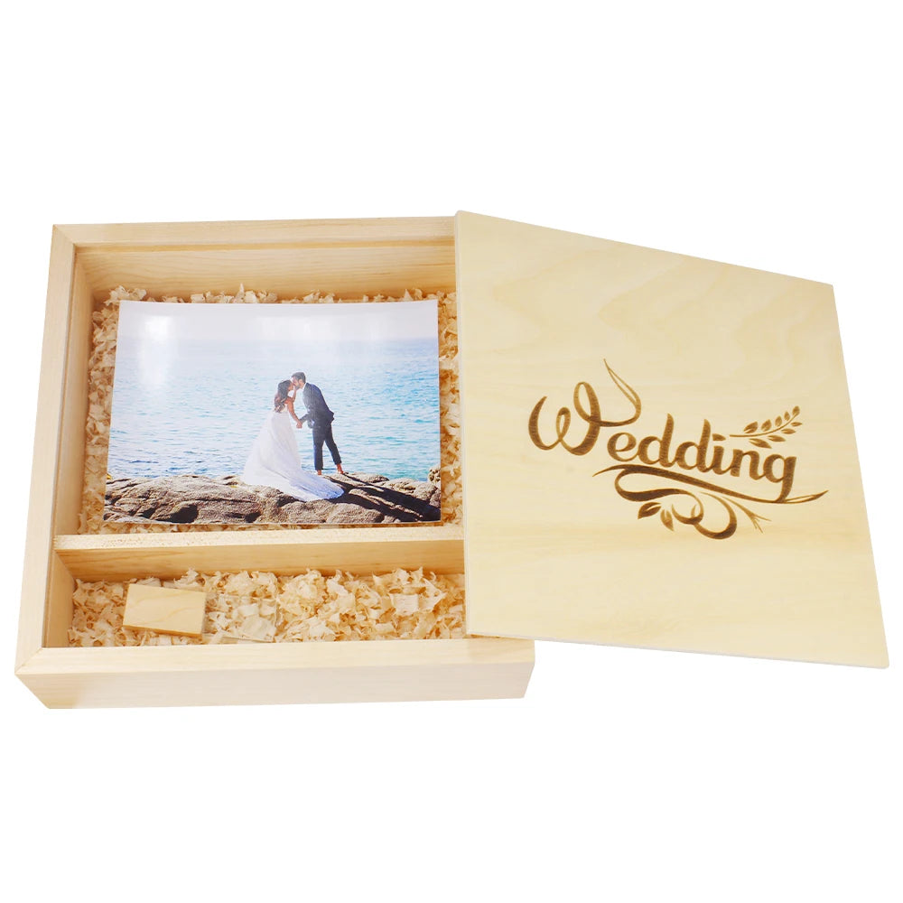 Maple Wedding Keep Sake Box with Crystal PenDrive