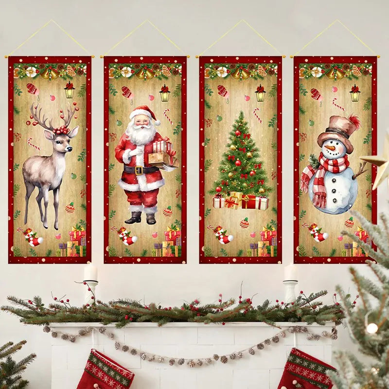 Vintage Christmas Hanging Flags (Set of 4) - ELISERIE