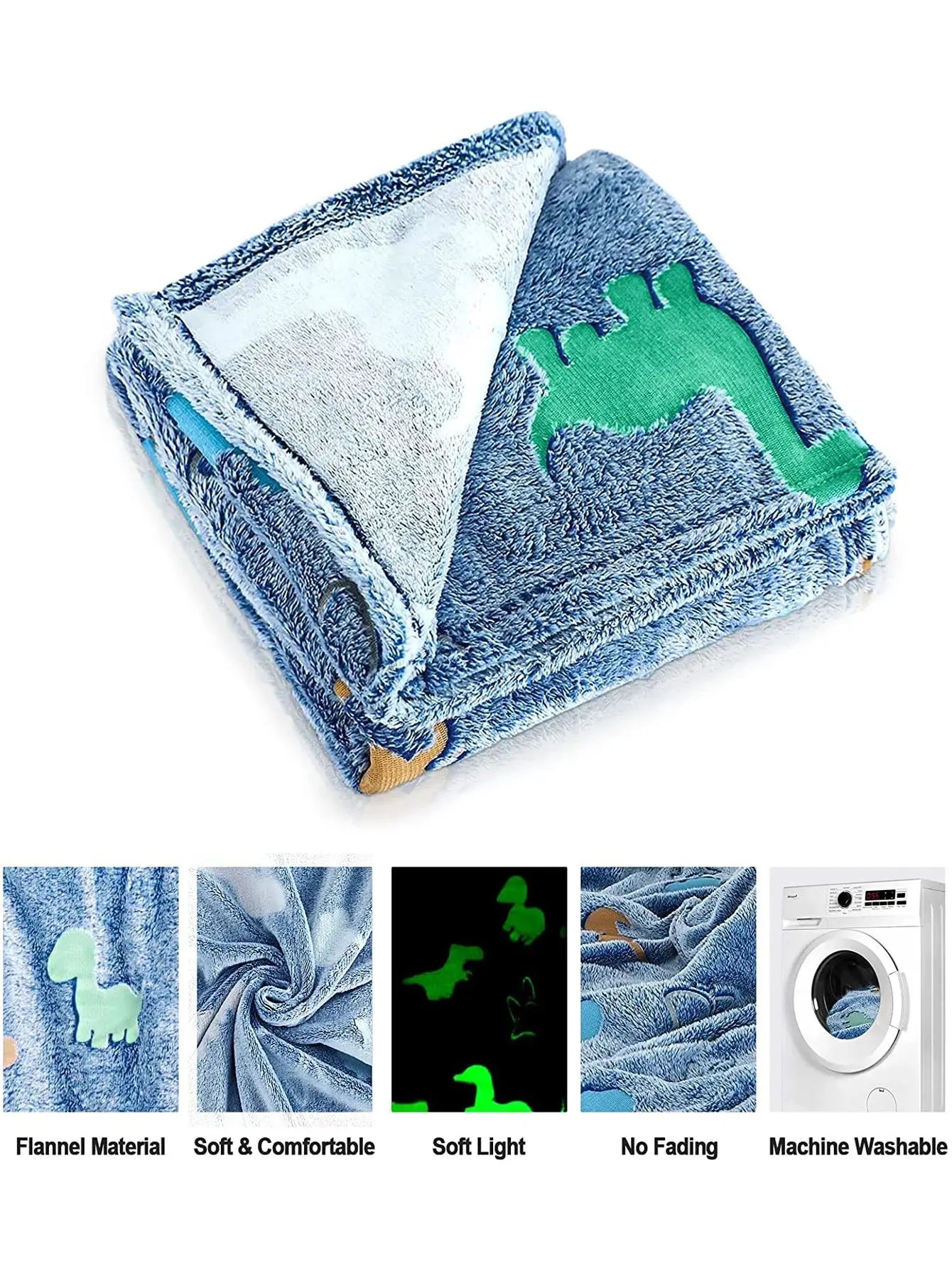 Magical Glow Throw Blanket – Luminous Unicorn & Dinosaur Designs, Super Soft Flannel - ELISERIE