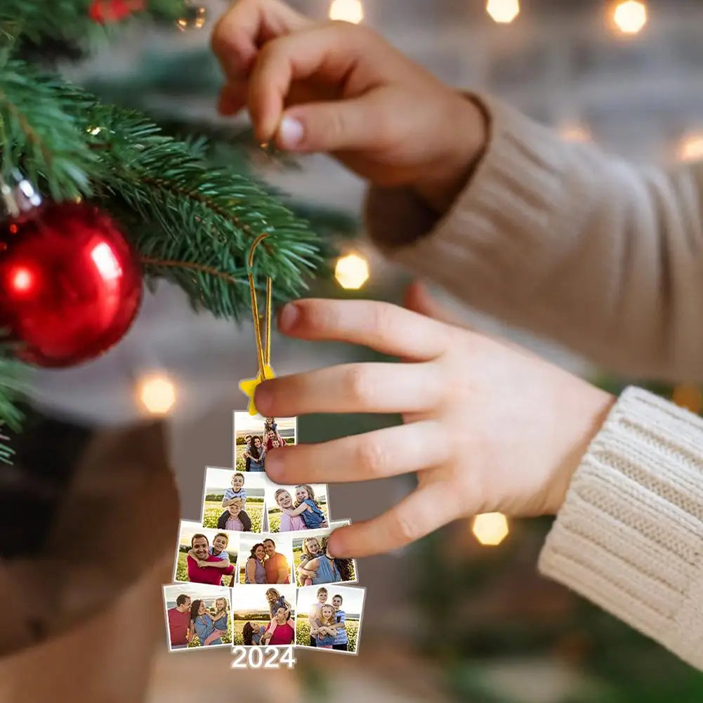 Personalized Family Photo Decoration Acrylic Album Custom Photo Christmas Ornaments Xmas Tree Pendant Gifts for Family Parents - ELISERIE