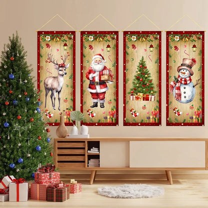 Vintage Christmas Hanging Flags (Set of 4) - ELISERIE