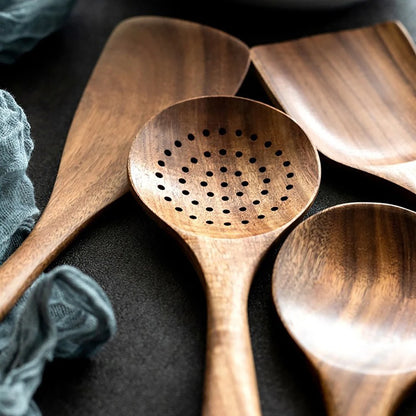 Premium Teak Wood Cooking Utensil Set - ELISERIE