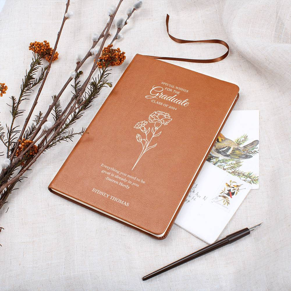 Graduate Journal - Personalized Name, Birth Flower and Graduation Year - ELISERIE